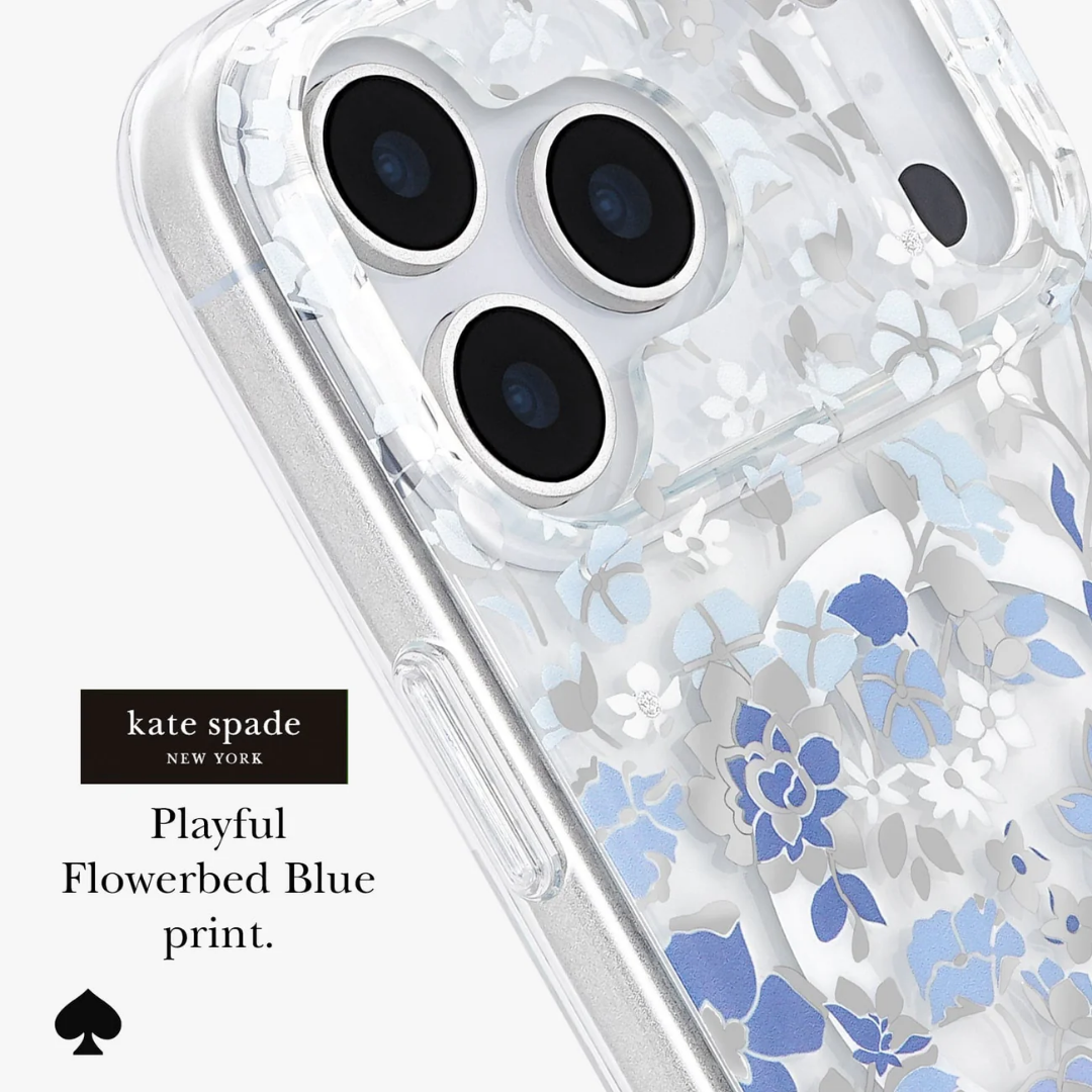Kate Spade New York iPhone 17 MagSafe Case – Drop Protection | Floral, Glitter, Clear | Autumn Toile, Cherry Dot