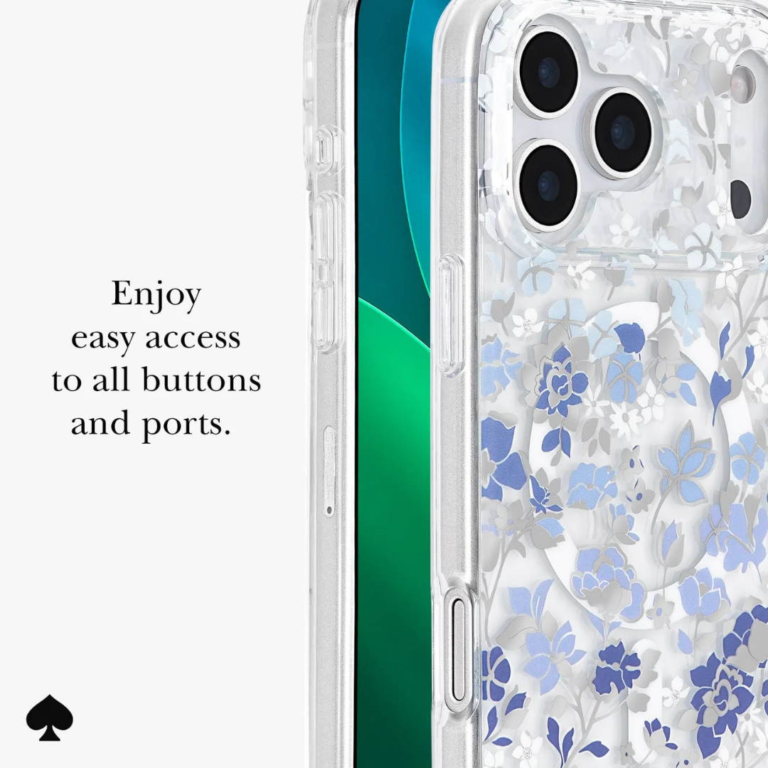 Kate Spade New York iPhone 17 MagSafe Case – Drop Protection | Floral, Glitter, Clear | Autumn Toile, Cherry Dot