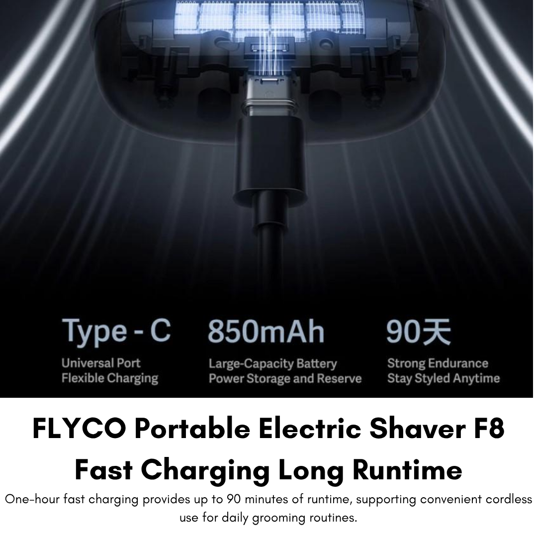 FLYCO F8 Portable Electric Foil Shaver – 3 Heads, IPX7 Washable