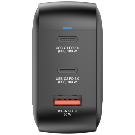 Verbatim 100W Mini GaN Charger | 3-Port Fast Charging (2x USB-C PD 3.0 / 1x USB-A QC 3.0) | PPS High-Speed Power Station for Laptops & Flagship Smartphones | UK/EU Travel Adapters Included