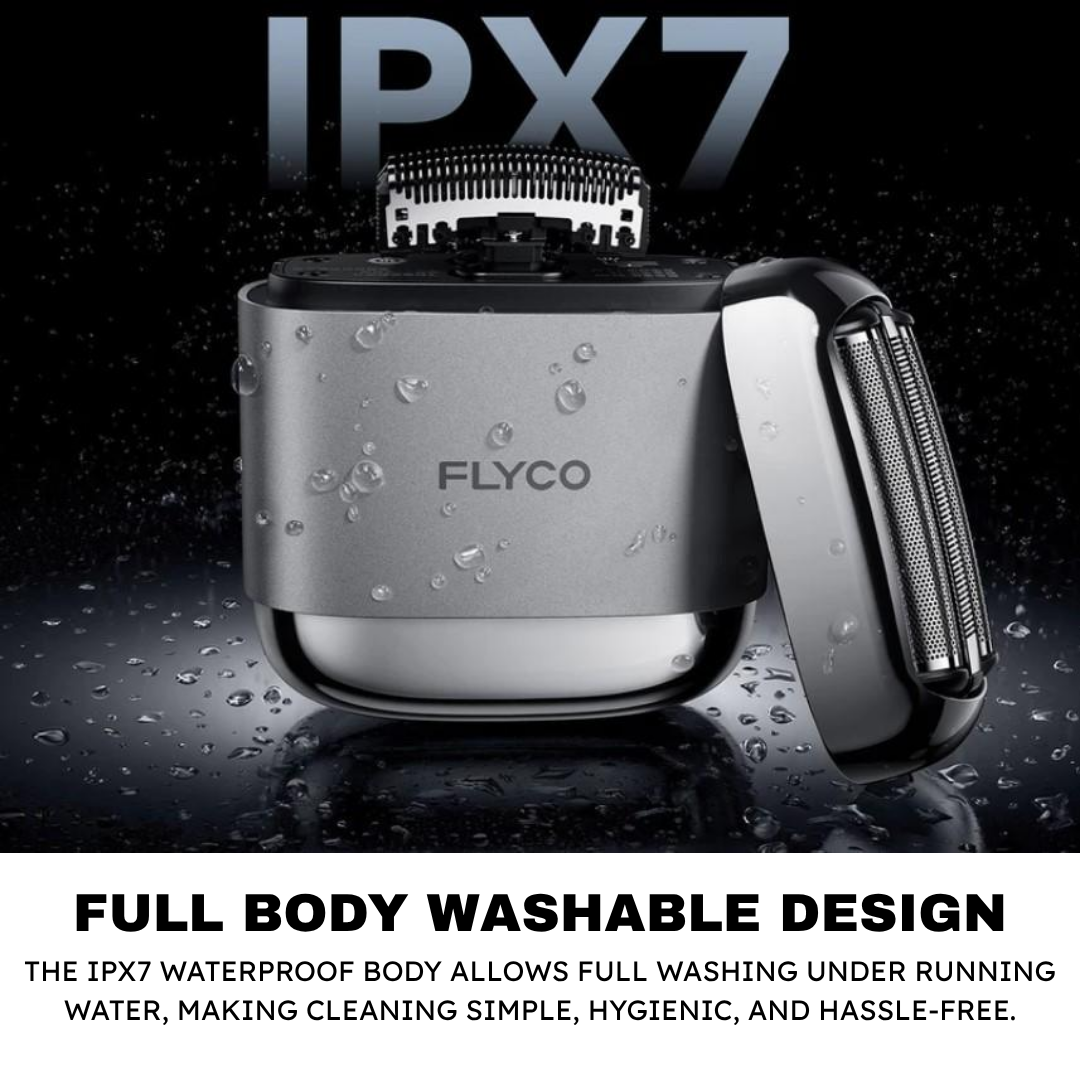 FLYCO F8 Portable Electric Foil Shaver – 3 Heads, IPX7 Washable