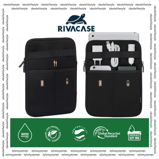 Rivacase Antishock 5617 Travel Organizer 10.1’’ – Neoprene Tablet Case with Zippered Mesh & Elastic Loops for 10.1'' Tablets, Lightweight & Durable