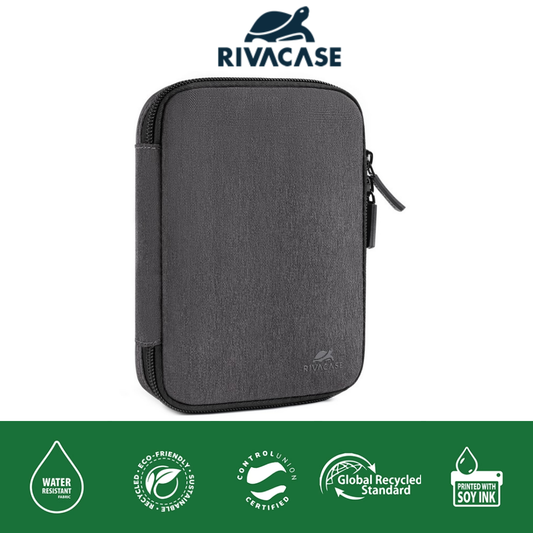 Rivacase Suzuka 5631 Black ECO Travel Organizer – Front view with closed zipper