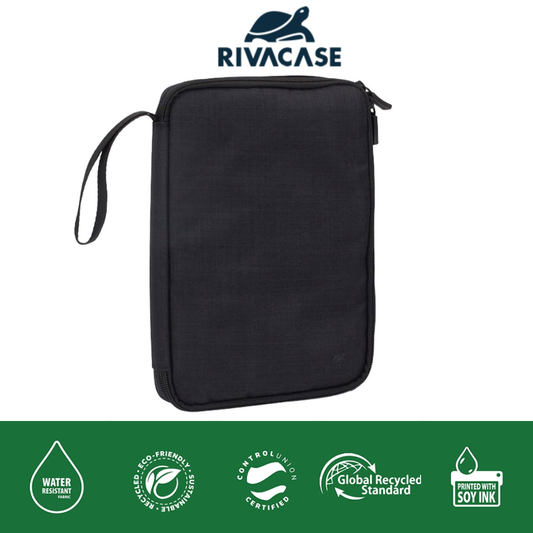 Rivacase Biscayne 5632 black travel organizer front view closed zip case