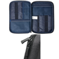 Open RIVACASE travel organizer showing mesh pockets and elastic loops