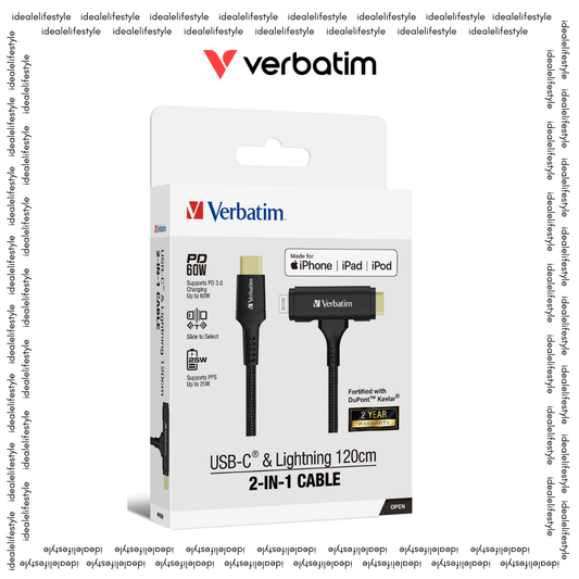 Verbatim USB-C & Lightning 2-in-1 Cable (120cm)