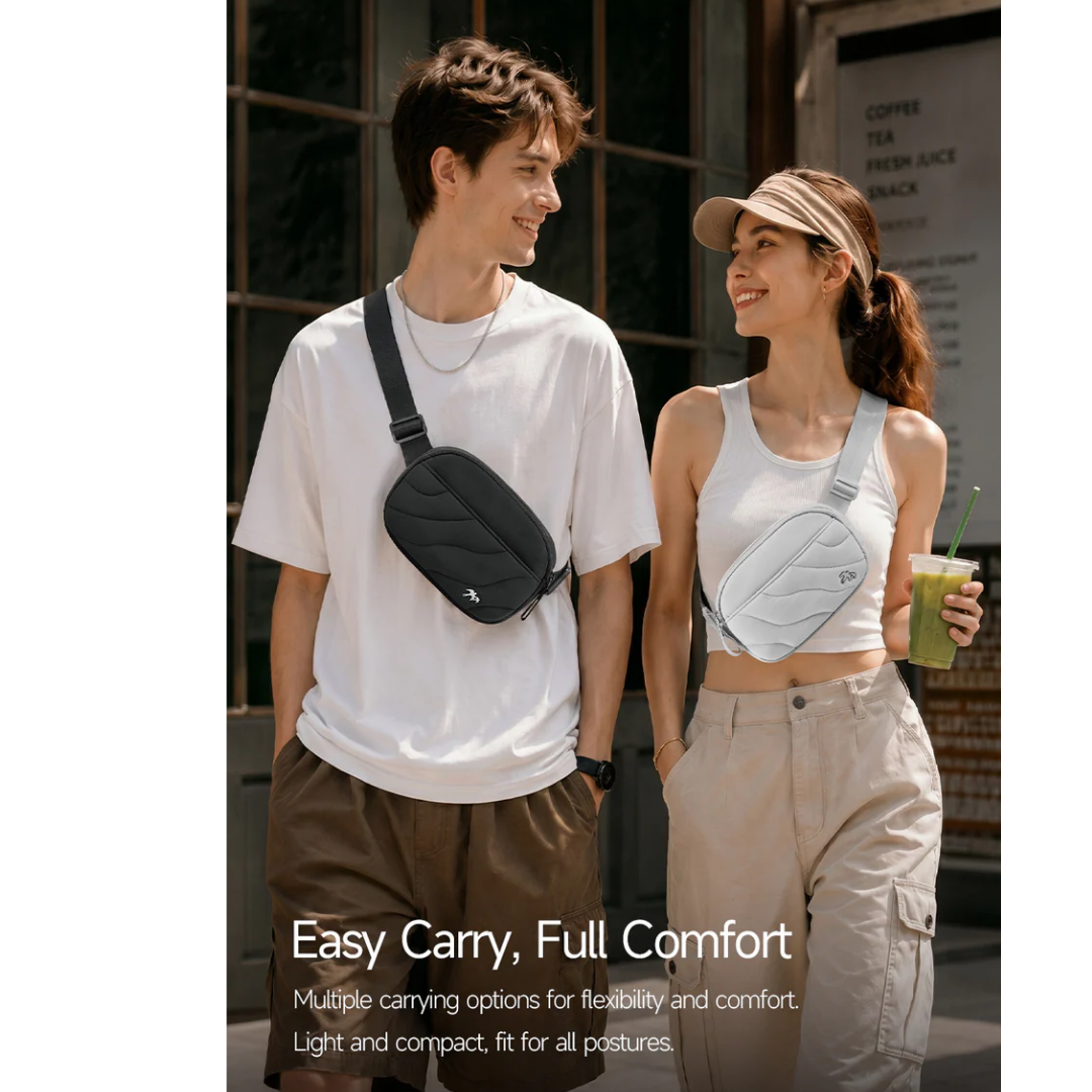 WiWU Terrace Sling Bag Waterproof Chest Bag Casual Crossbody Travel Shoulder Bag with Adjustable Strap YKK Zipper Unisex