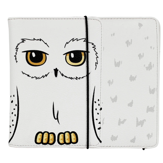 Official Harry Potter Hedwig PU Leather Passport Holder and Travel Wallet featuring Hedwig’s yellow eyes, 4 card slots, and inner HEDWIG print.