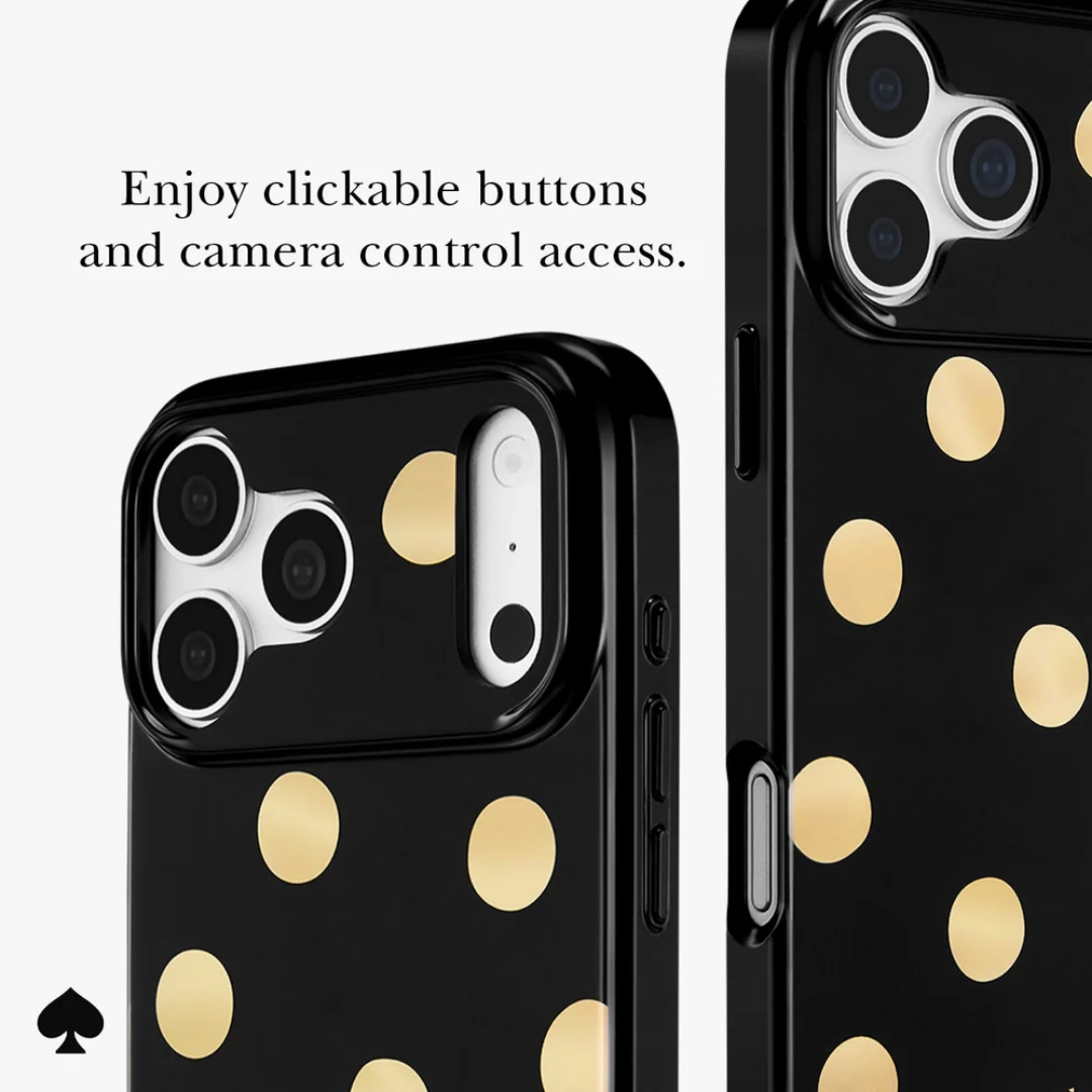 kate spade new york Metallic Classic Dot MagSafe Case for iPhone 18 Pro Max 18 Pro Gold Polka Dot 12ft Drop Protection
