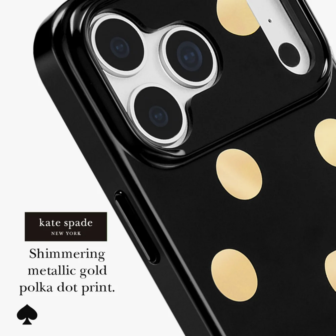 kate spade new york Metallic Classic Dot MagSafe Case for iPhone 18 Pro Max 18 Pro Gold Polka Dot 12ft Drop Protection