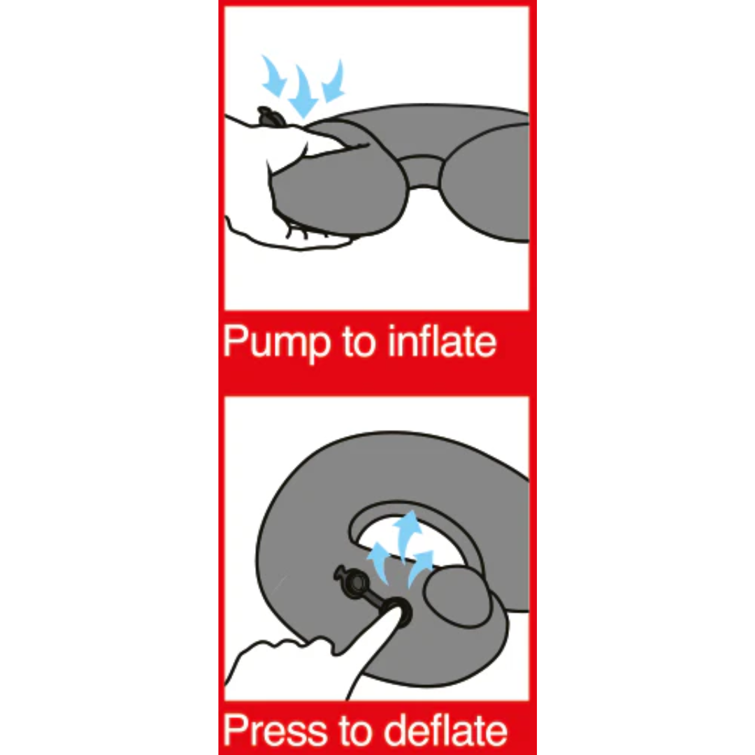 Travelmall Pocket-Pump Inflatable Neck Pillow | Patented 3D Pump, Red Dot Award, Hygienic, Foldable Travel Pillow