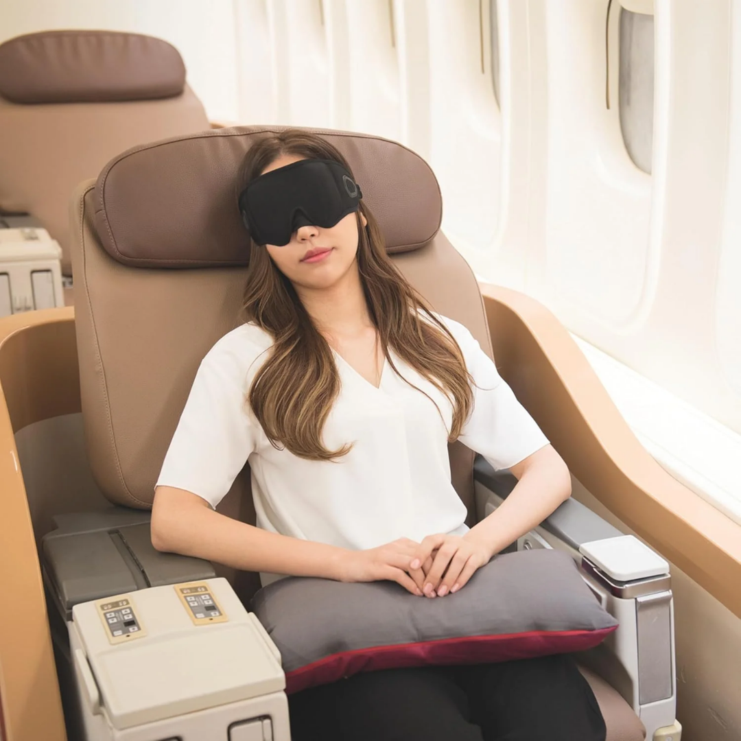 “Memory foam earplugs included with Travelmall eco sleep mask set”
