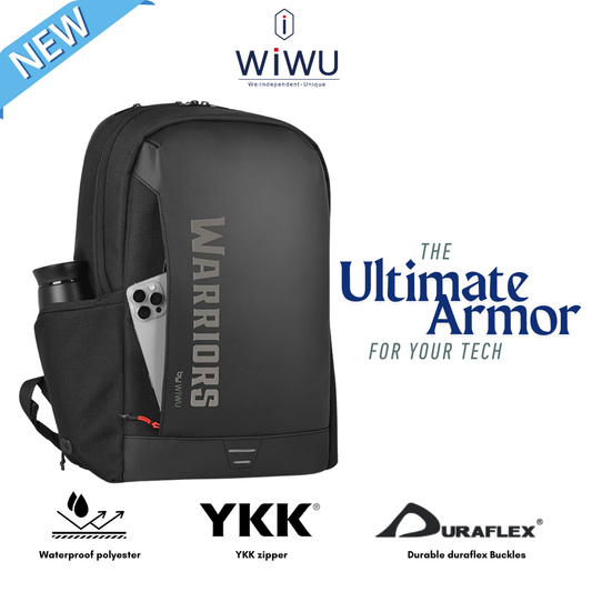 WiWU Warriors Backpack X Pro 15.6" Laptop Backpack | Heavy-Duty Waterproof Travel Bag | YKK Waterproof Zippers & Duraflex Buckle | Anti-Scratch Armored Rucksack for Business & Tech Professionals