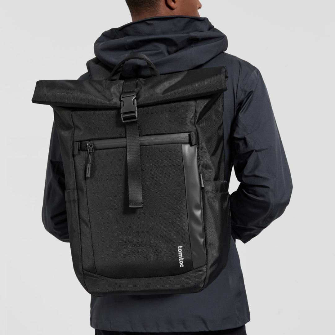 TOMTOC Navigator T61 Rolltop Backpack L Waterproof 25L 30L Expandable Travel Laptop Bag 17.3 Inch Big Capacity Men Women