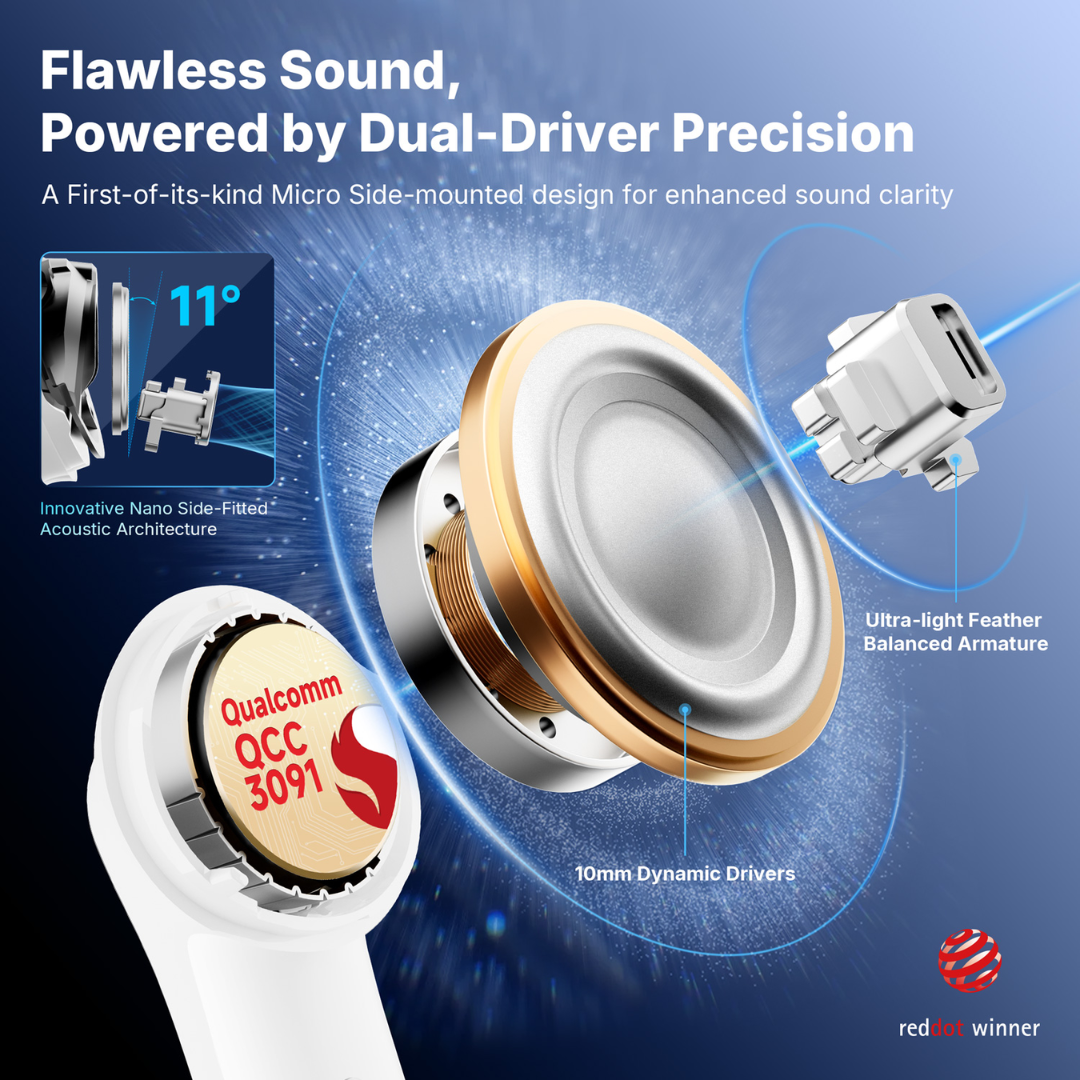 EarFun Air Pro 4+ Hi-Res ANC Earbuds | Bluetooth 6.0 Snapdragon Sound | AI Real-Time Translation & Auracast | Dual Hybrid Driver (1BA + 10mm DD) | 50dB Adaptive Noise Cancelling | 54H Playtime | IP55 Waterproof