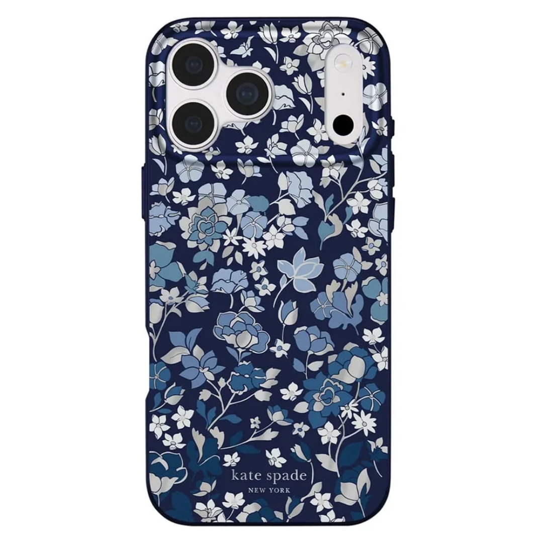 kate spade new york Flowerbed Navy MagSafe Case for iPhone 18 Pro Max 18 Pro Floral Print Silver Accents 12ft Drop