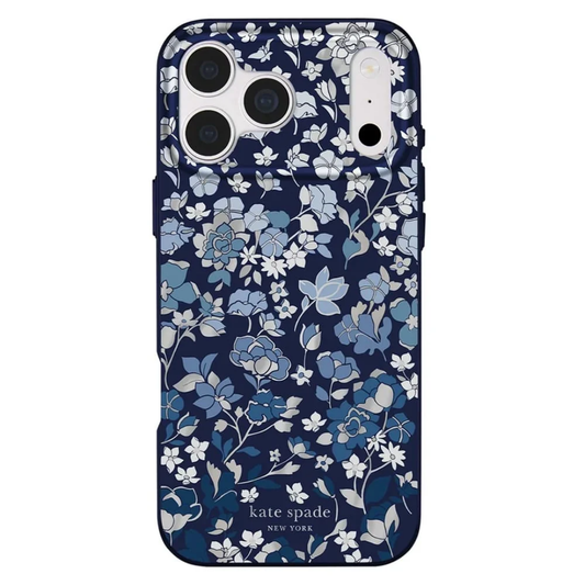 kate spade new york Flowerbed Navy MagSafe Case for iPhone 18 Pro Max 18 Pro Floral Print Silver Accents 12ft Drop