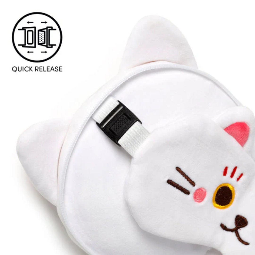 Travelmall 3D Maneki Neko Shaped Travel Pillow & with Eye Mask Set