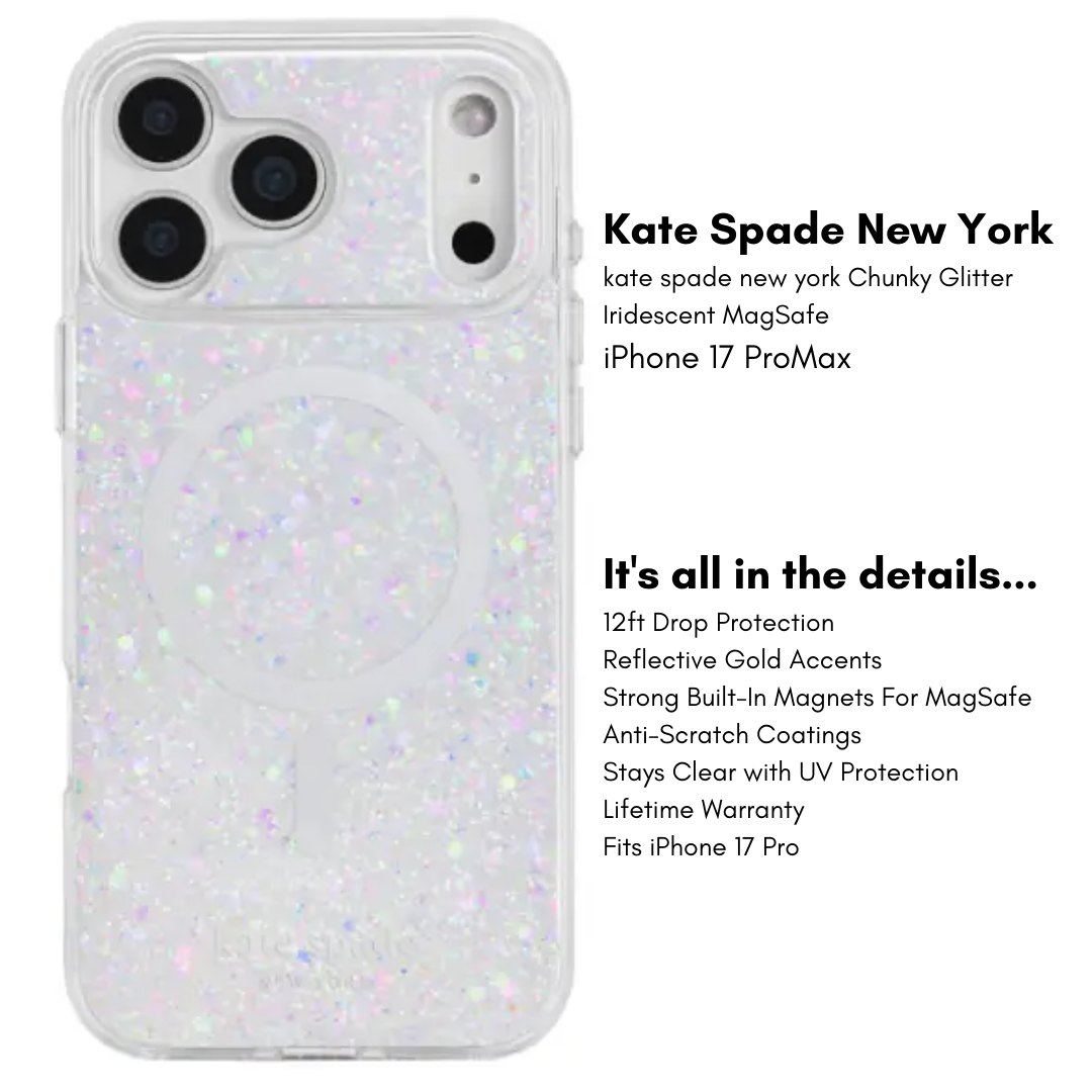 Kate Spade New York iPhone 17 MagSafe Case – Drop Protection | Floral, Glitter, Clear | Autumn Toile, Cherry Dot