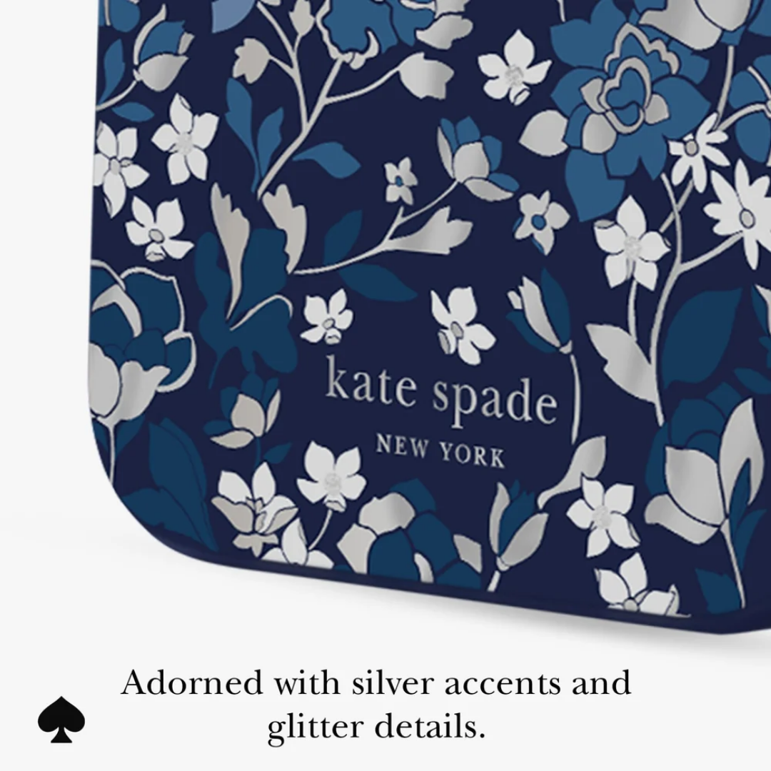 kate spade new york Flowerbed Navy MagSafe Case for iPhone 18 Pro Max 18 Pro Floral Print Silver Accents 12ft Drop