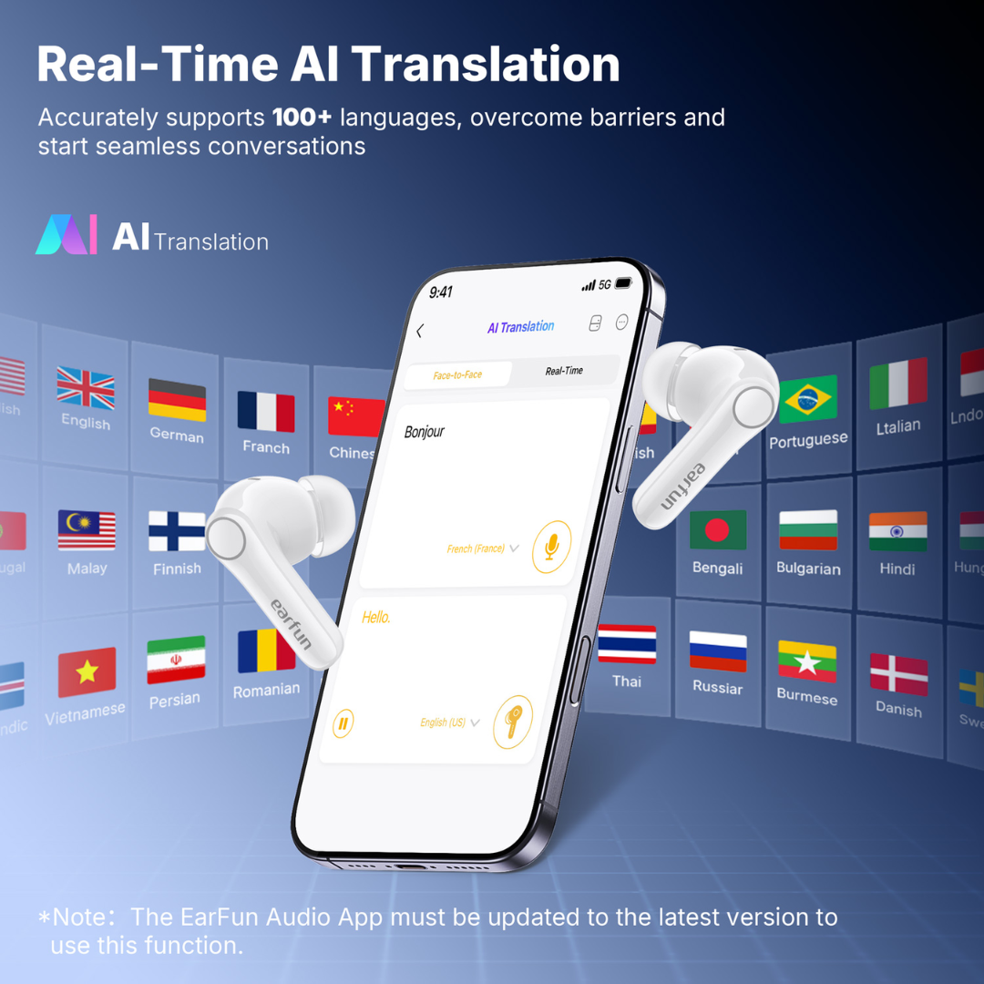 EarFun Air Pro 4+ Hi-Res ANC Earbuds | Bluetooth 6.0 Snapdragon Sound | AI Real-Time Translation & Auracast | Dual Hybrid Driver (1BA + 10mm DD) | 50dB Adaptive Noise Cancelling | 54H Playtime | IP55 Waterproof