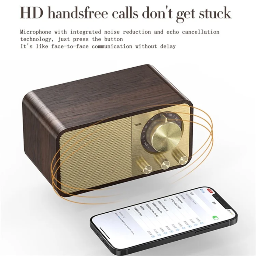 ONEDER JY-66 Retro Wooden Wireless Bluetooth 5.0 Speaker Super Bass Subwoofer FM Radio Support TF Card U Disk Aux In