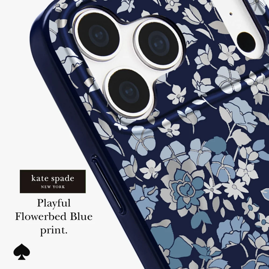 kate spade new york Flowerbed Navy MagSafe Case for iPhone 18 Pro Max 18 Pro Floral Print Silver Accents 12ft Drop