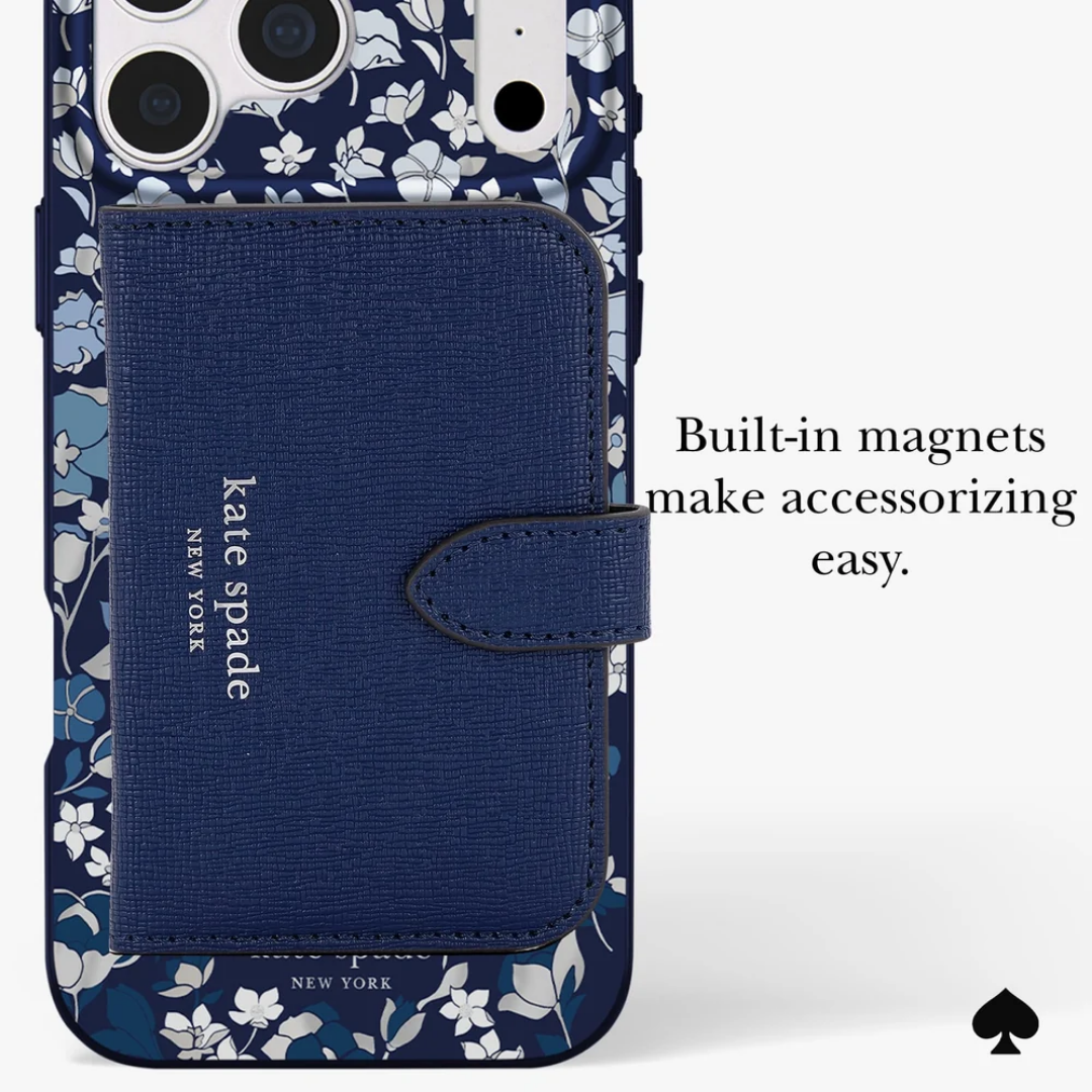 kate spade new york Flowerbed Navy MagSafe Case for iPhone 18 Pro Max 18 Pro Floral Print Silver Accents 12ft Drop
