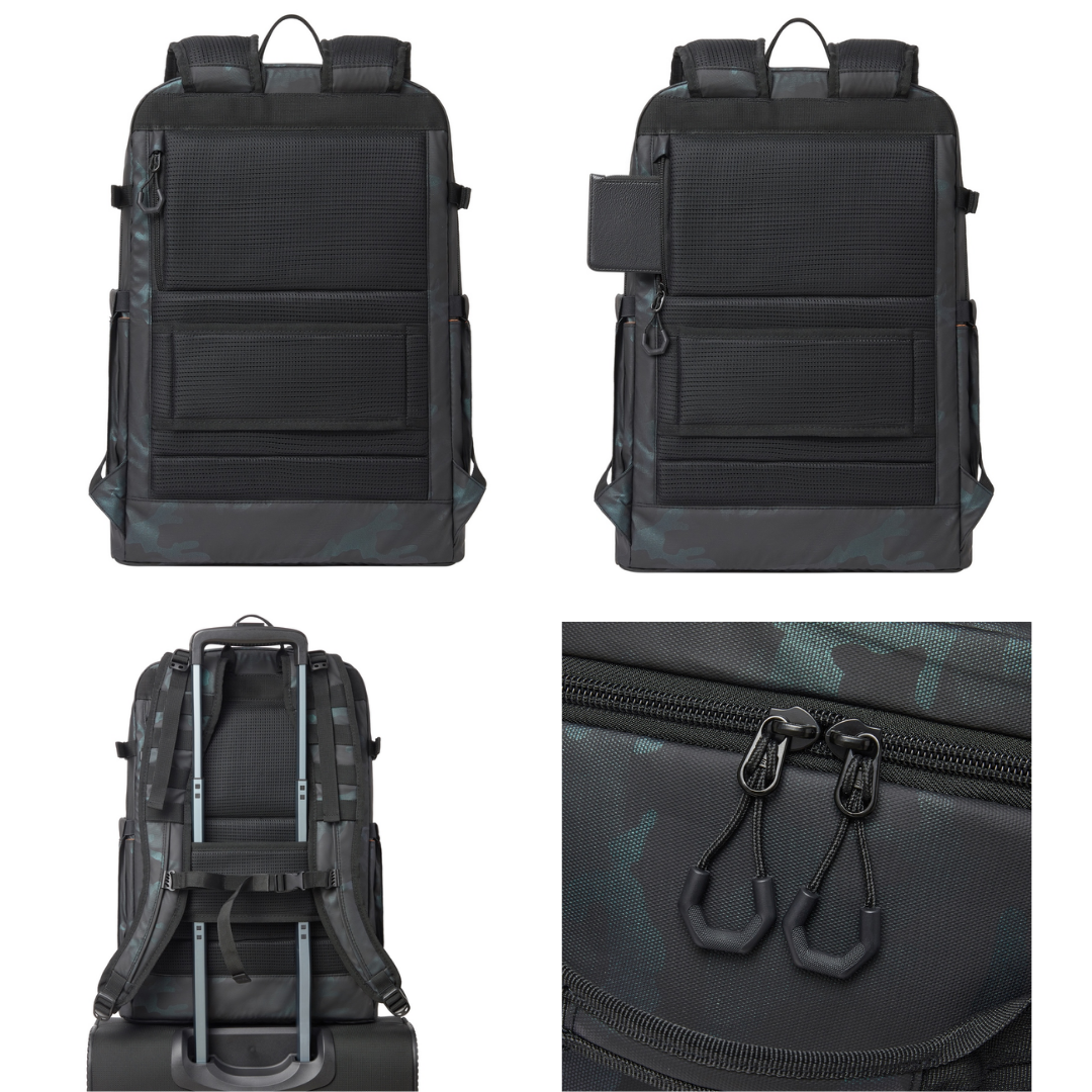 Back panel of RIVACASE 7663 rucksack with padded straps and airflow design