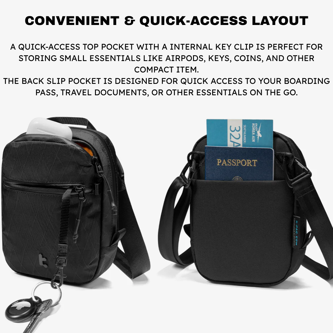 TOMTOC Aviator T37 X-Pac Travel Crossbody Bag RFID Secure Lightweight Sling for Passport Phone Daily Travel