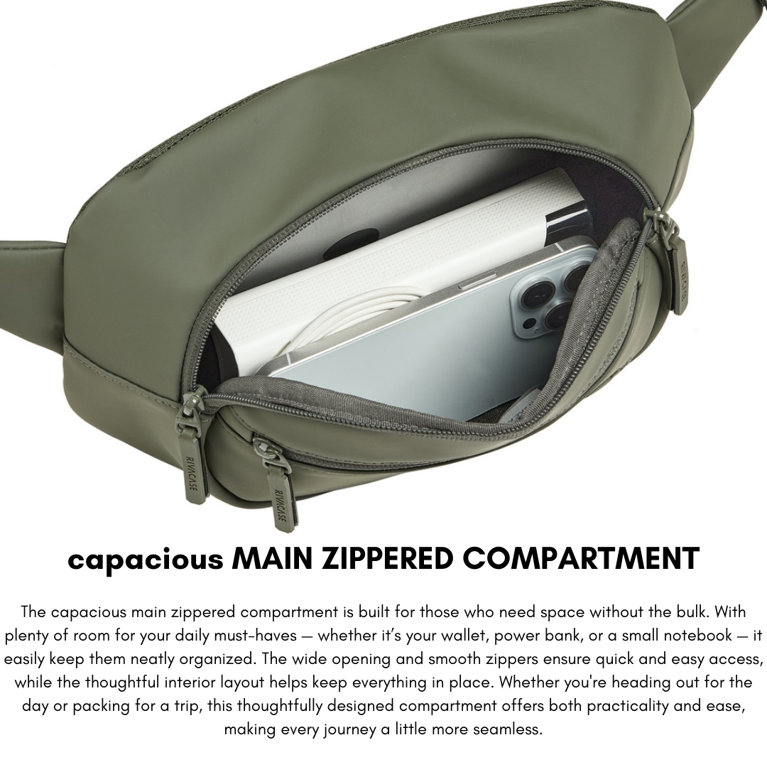 RIVACASE 7812 dual-zipper compartments – waterproof RPET PU leather