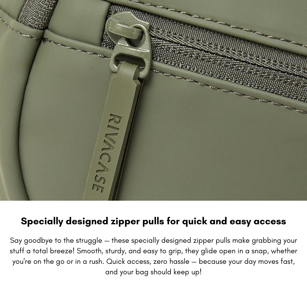 RIVACASE Eden 7814 ECO Waist Sling Bag L Olive Green | Waterproof RPET PU Leather | Eco-Friendly Crossbody Bag