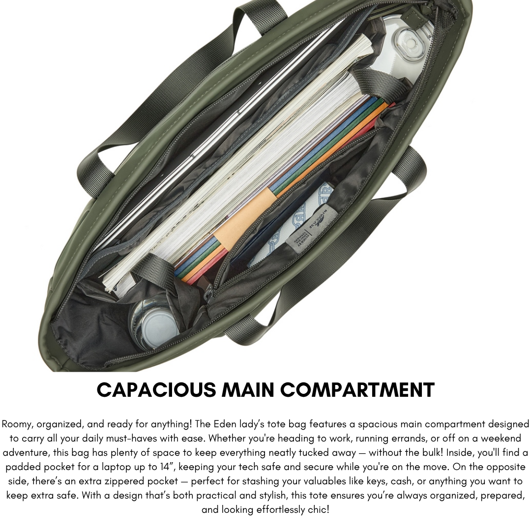 Inside view showing organization pockets of RIVACASE Eden 7821 tote
