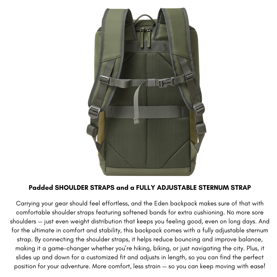 Rivacase Eden 7856 ECO Urban Backpack 15.6" – Olive Green, 20L, Waterproof, Eco-Friendly RPET, Travel & Laptop Bag