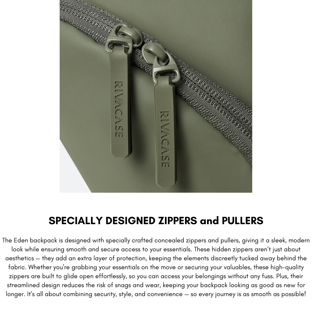 Rivacase Eden 7856 ECO Urban Backpack 15.6" – Olive Green, 20L, Waterproof, Eco-Friendly RPET, Travel & Laptop Bag