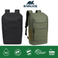 Front view of Rivacase Eden 7856 Olive Green ECO Urban Backpack with dual zippered pockets and sleek waterproof finish