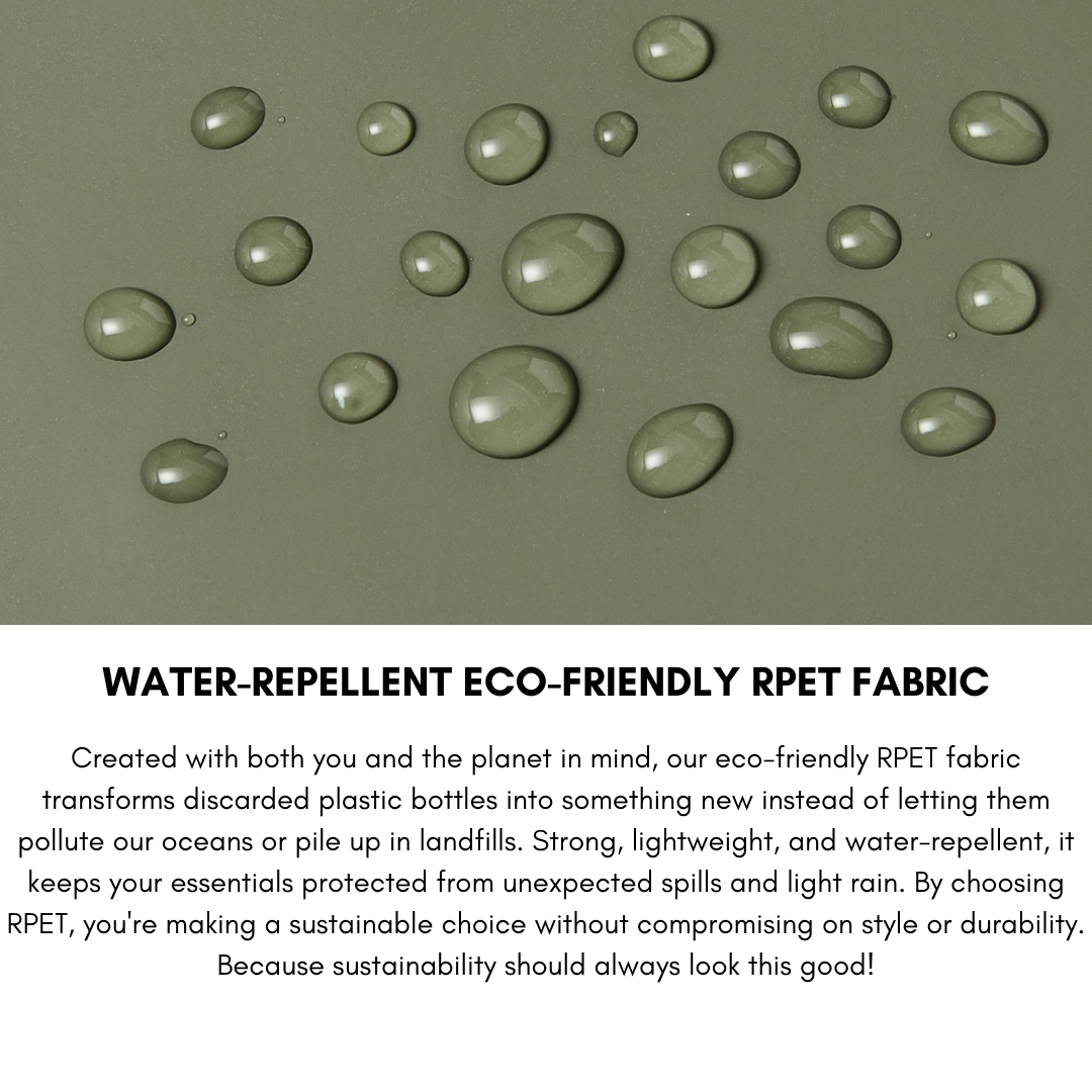 Close-up of waterproof zipper and RPET PU leather material on the Rivacase Eden 7856