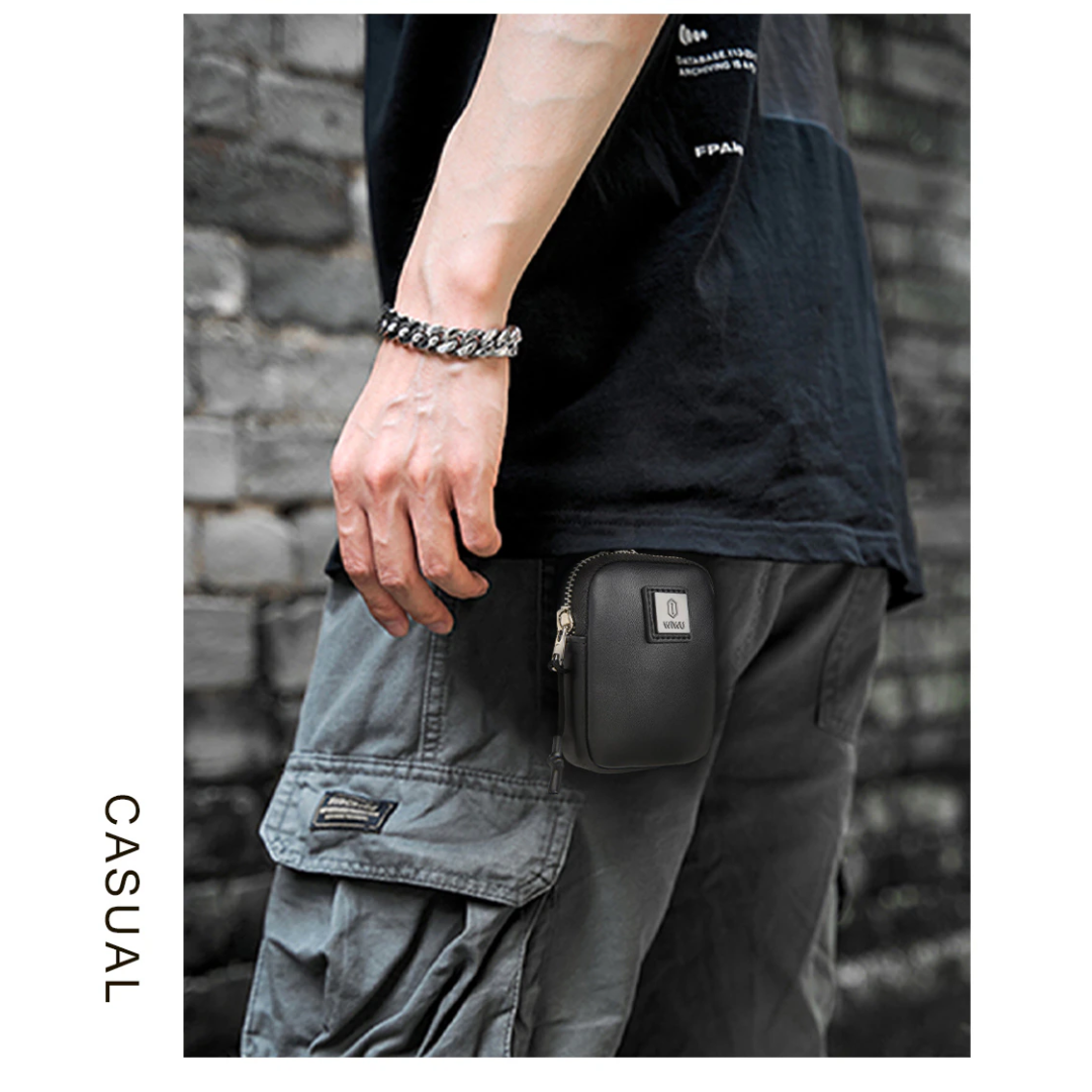 WiWU E-Pouch PU Leather, Water-Resistant, Skin-friendly with Portable Hook Storage Carrying Bag