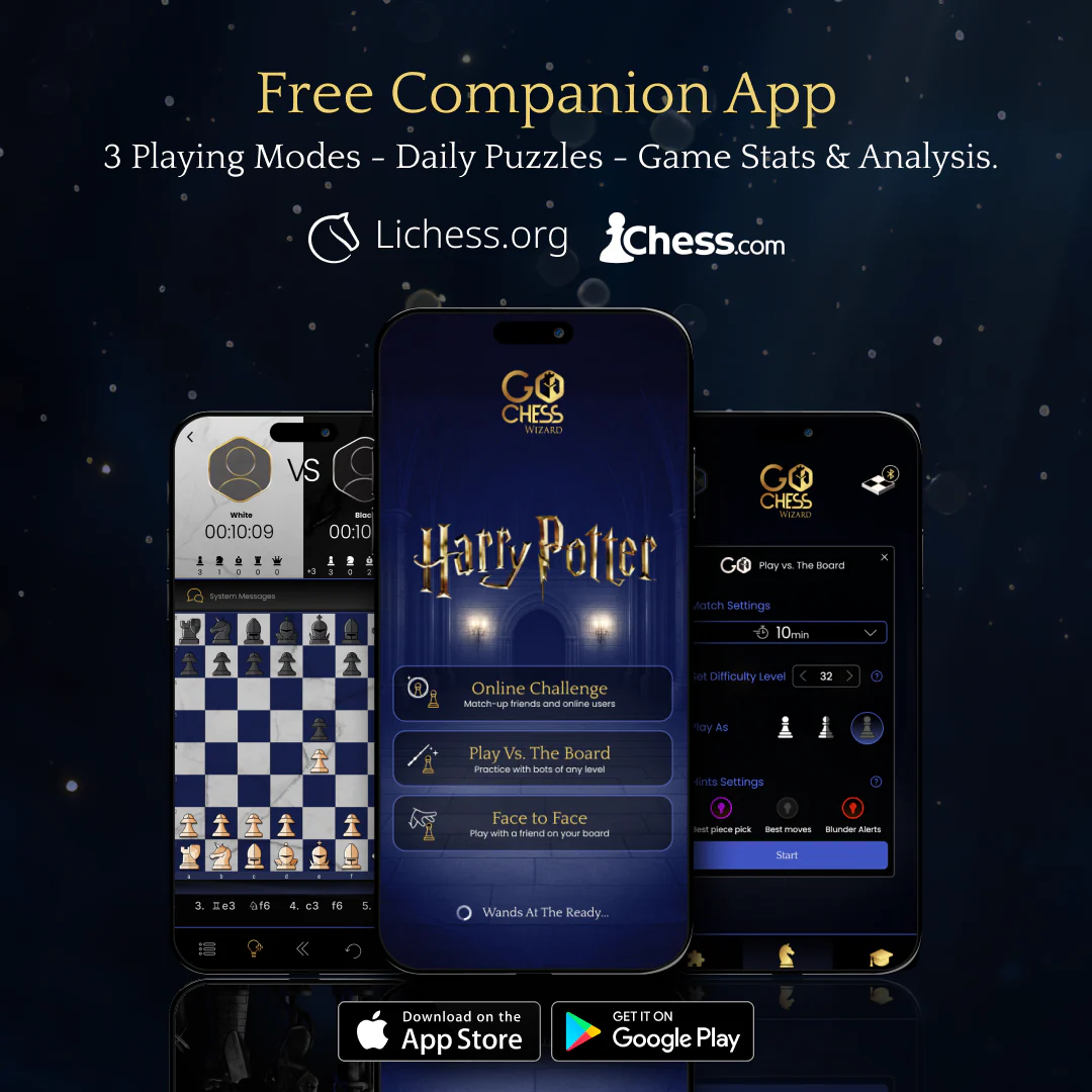 Official Harry Potter GoChess Wizard Mini Smart Electronic Chess Board | Film-Authentic Wizard's Chess Design | AI Light Coaching & 32 Difficulty Levels | Connects to Chess.com & Lichess - Shop Now!