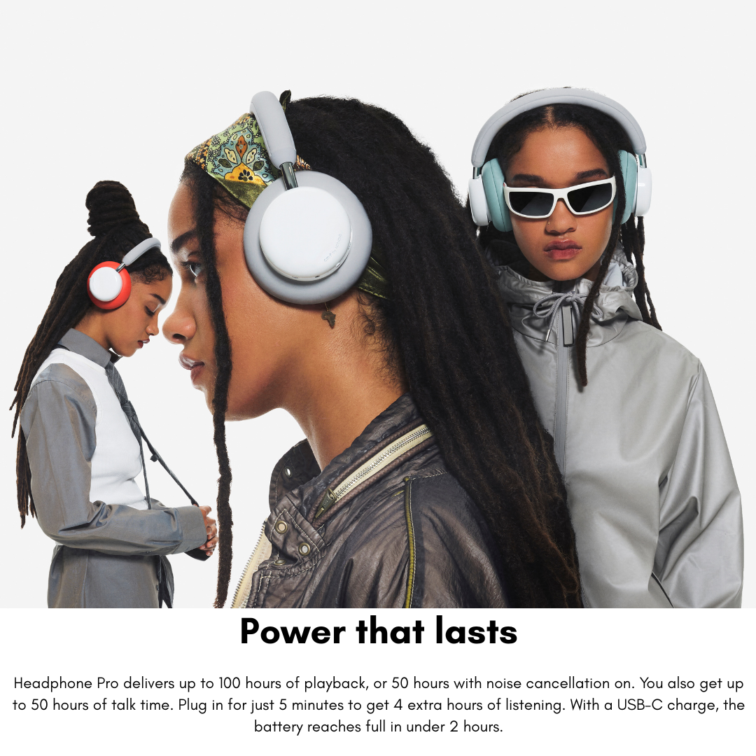 “Side view of CMF Headphone Pro showing adjustable band and action button”

