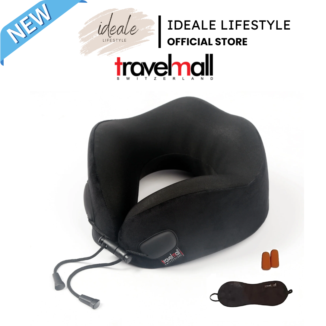 Travelmall Switzerland 3-in-1 Rebond-M Memory Foam Travel Pillow Set with Eye Mask & Ear Plugs