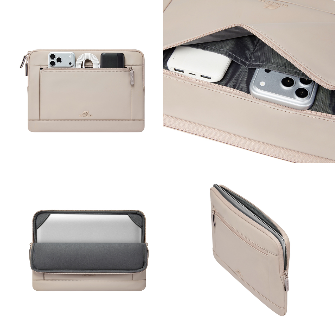 RIVACase Eden 7802 Eco-Friendly Laptop Sleeve (11.6"–13") | Sustainable RPET PU & Plush Corner Protection