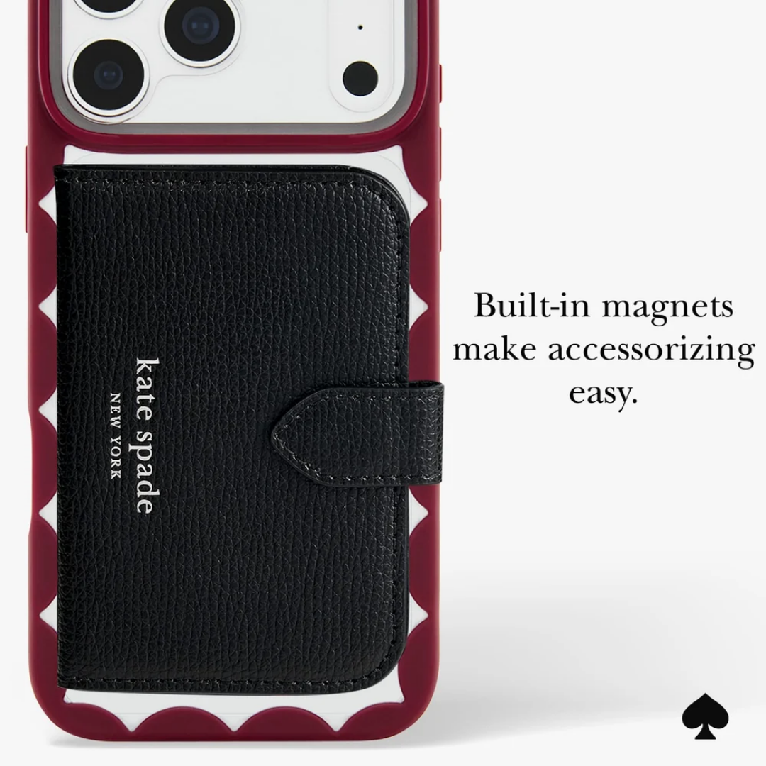 kate spade new york Scallop Cherry Glaze MagSafe Case for iPhone 18 Pro Max 18 Pro Crystal Clear Red Scalloped 12ft Drop