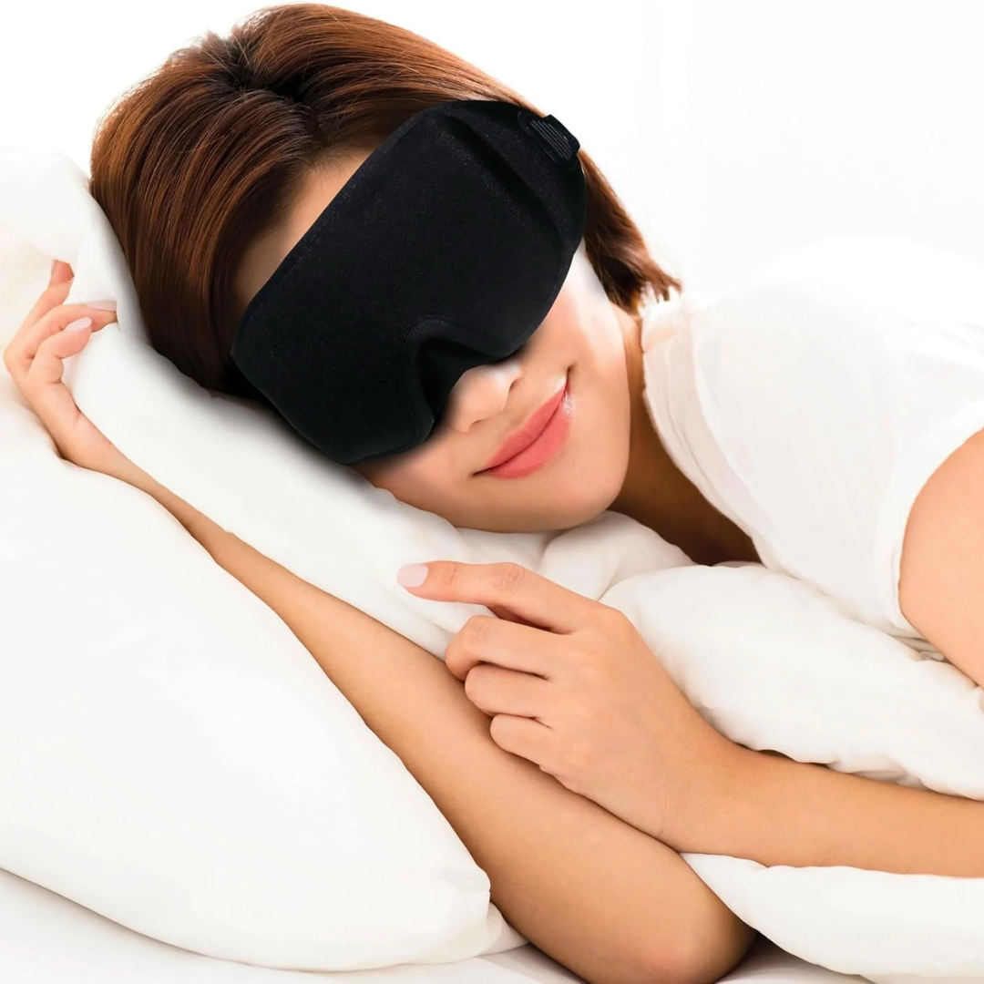 “Eco recycled fabric close‑up texture on sleep mask”