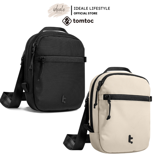 TOMTOC Aviator T37 Crossbody Bag 400D Travel Wallet RFID Blocking Anti Theft Shoulder Sling Bag Passport Black Khaki