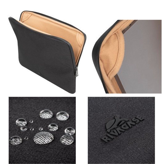 Side view of slim-profile Rivacase Clark 8114 with waterproof zipper