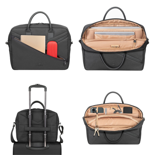 Rivacase Clark 8124 ECO Laptop Bag – Fits 14"/MacBook Air 15", Black