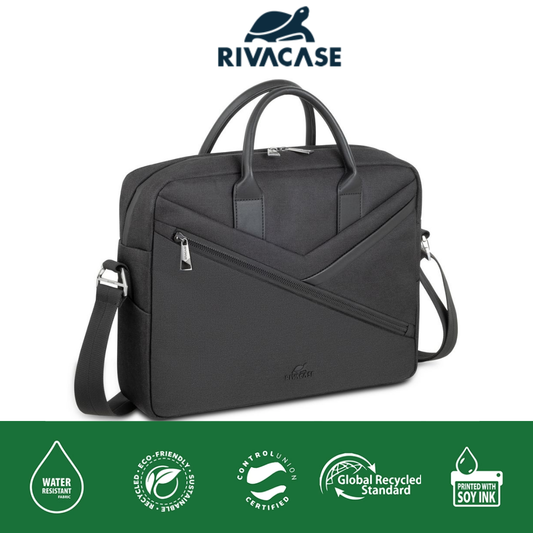 Rivacase Clark 8124 ECO Laptop Bag – Fits 14"/MacBook Air 15", Black