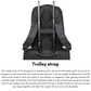 Rear luggage strap attached to rolling suitcase for travel