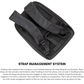 Rear luggage strap attached to rolling suitcase for travel